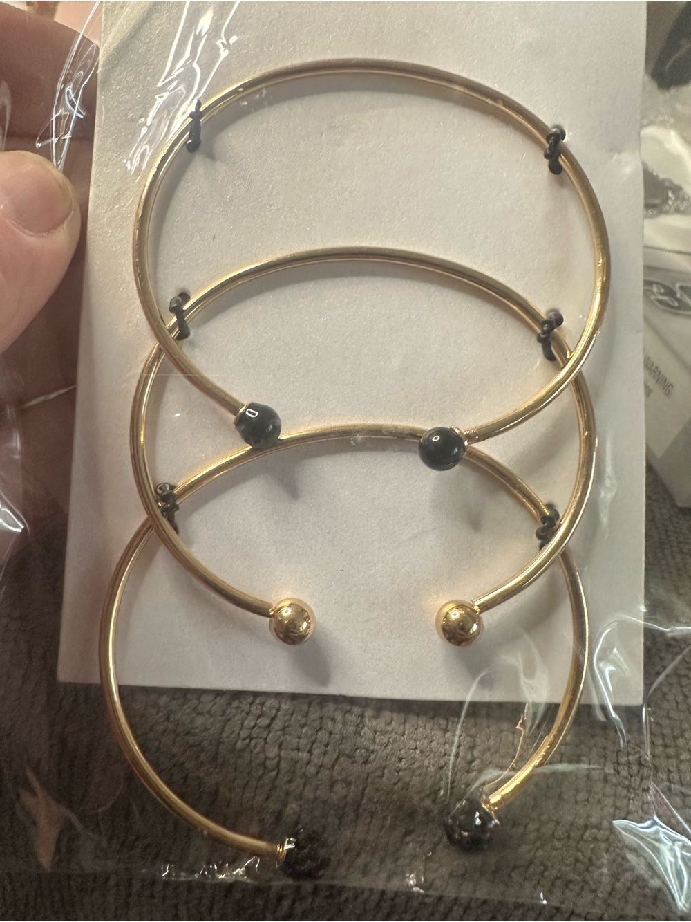Unlisted Gold-Tone Stackable Bracelet Set with Black Accents